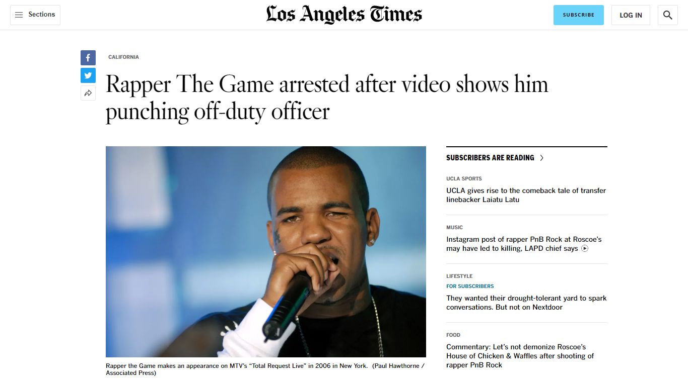 Rapper The Game arrested after video shows him punching off-duty ...