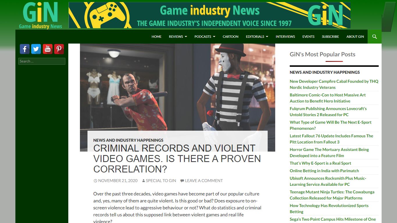 Criminal Records and Violent Video Games. Is there a proven correlation ...